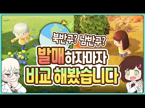 모동숲)북반구 남반구 비교영상! 계절과 지형 및 지도, 주민 옷차림 등 과연 다른점이 있을까?