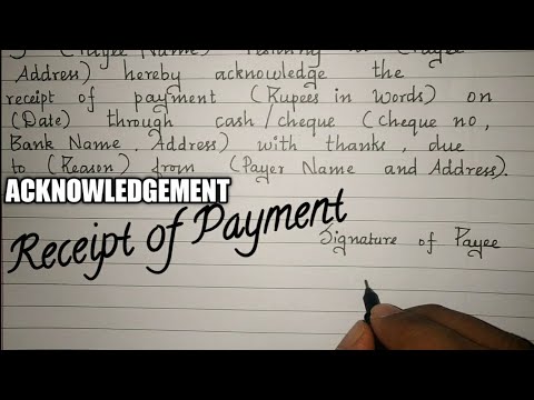 Acknowledgement format-Receipt of Payment//Letter writing//Handwriting/Acknowledgement slip